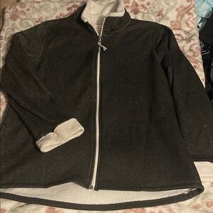 Cuddl Duds Black Teddy Jacket with Cream Accents